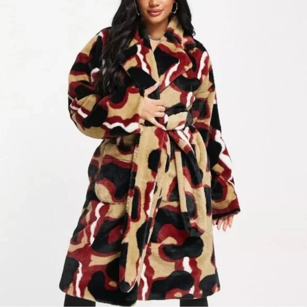 Puma Madison Fur Oversized Coat Women's Pebble Small Petite 532492